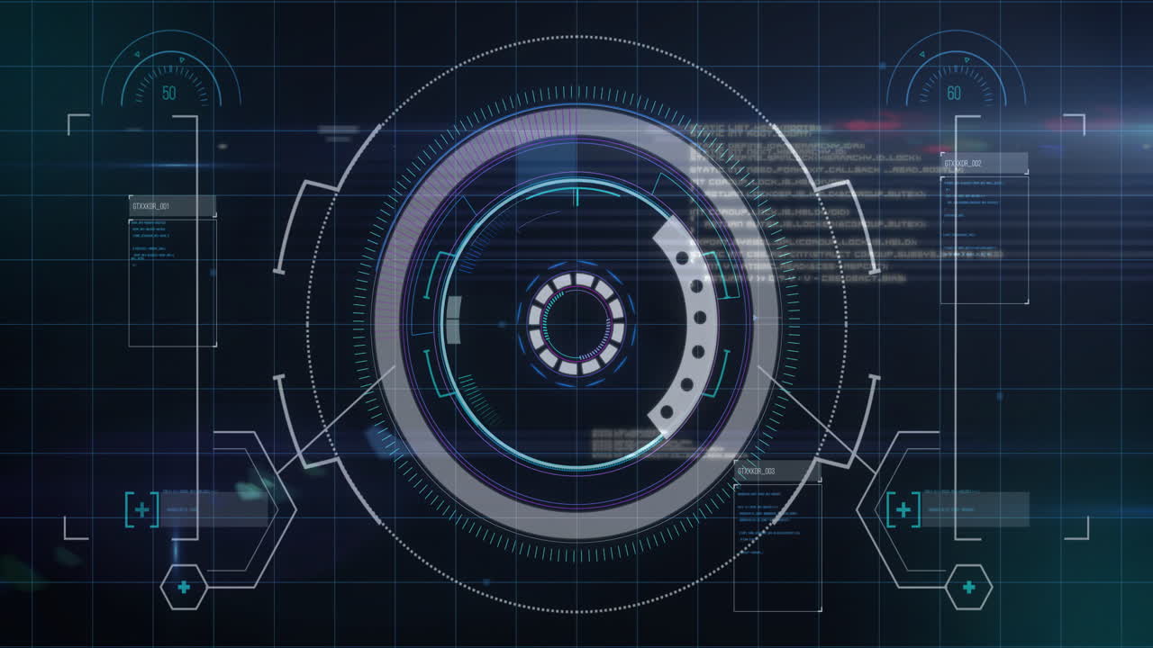 Animation of futuristic digital interface with circular patterns in school setting