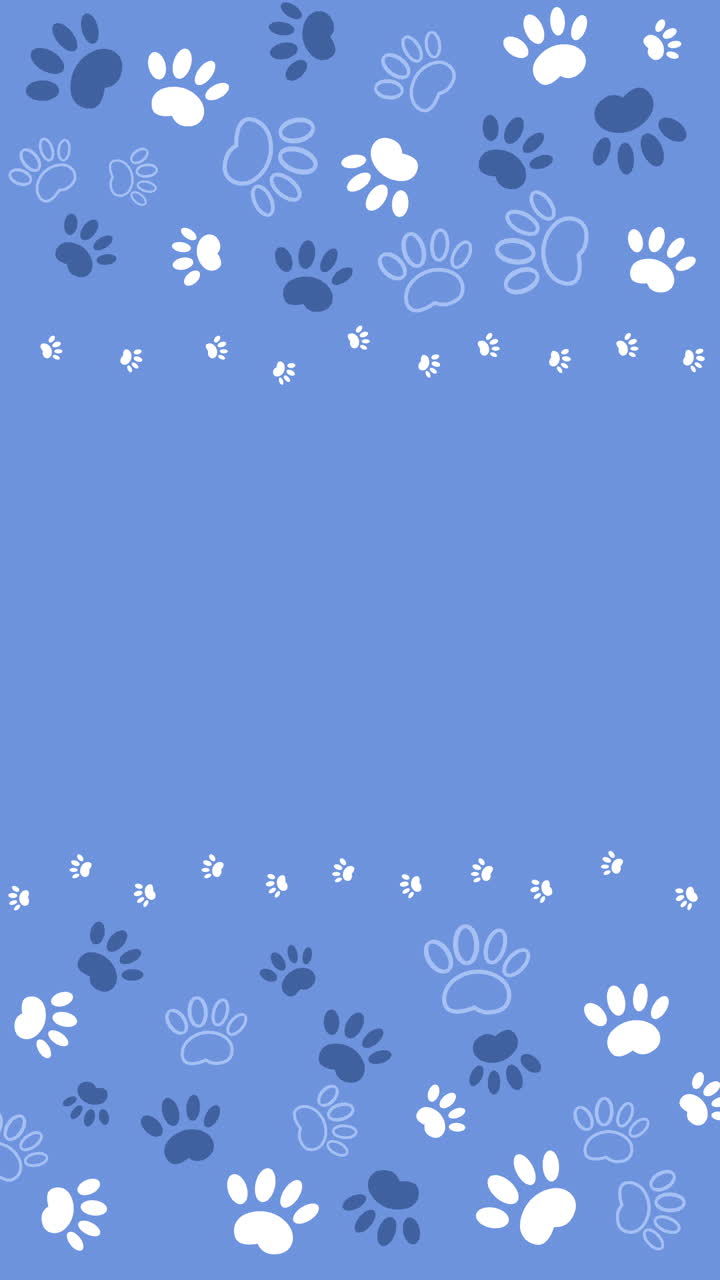 Frame of blue and white paw silhouettes on background with empty space ...