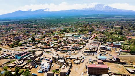 rural village town of kenya with kilimanjaro in the background