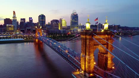 a beautiful evening aerial shot of cincinnati ohio with bridge crossing the ohio river foreground 8