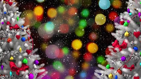 Animation-Von-Schnee,-Der-über-Weihnachtsbäume-Fällt