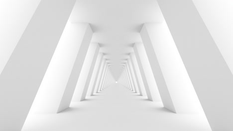 futuristic empty white corridor with rectangular walls and bright light