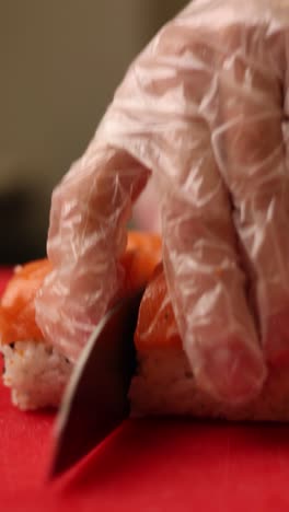 preparing sushi and vegetables