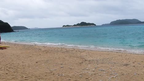toma panorámica de playa tropical en un día nublado