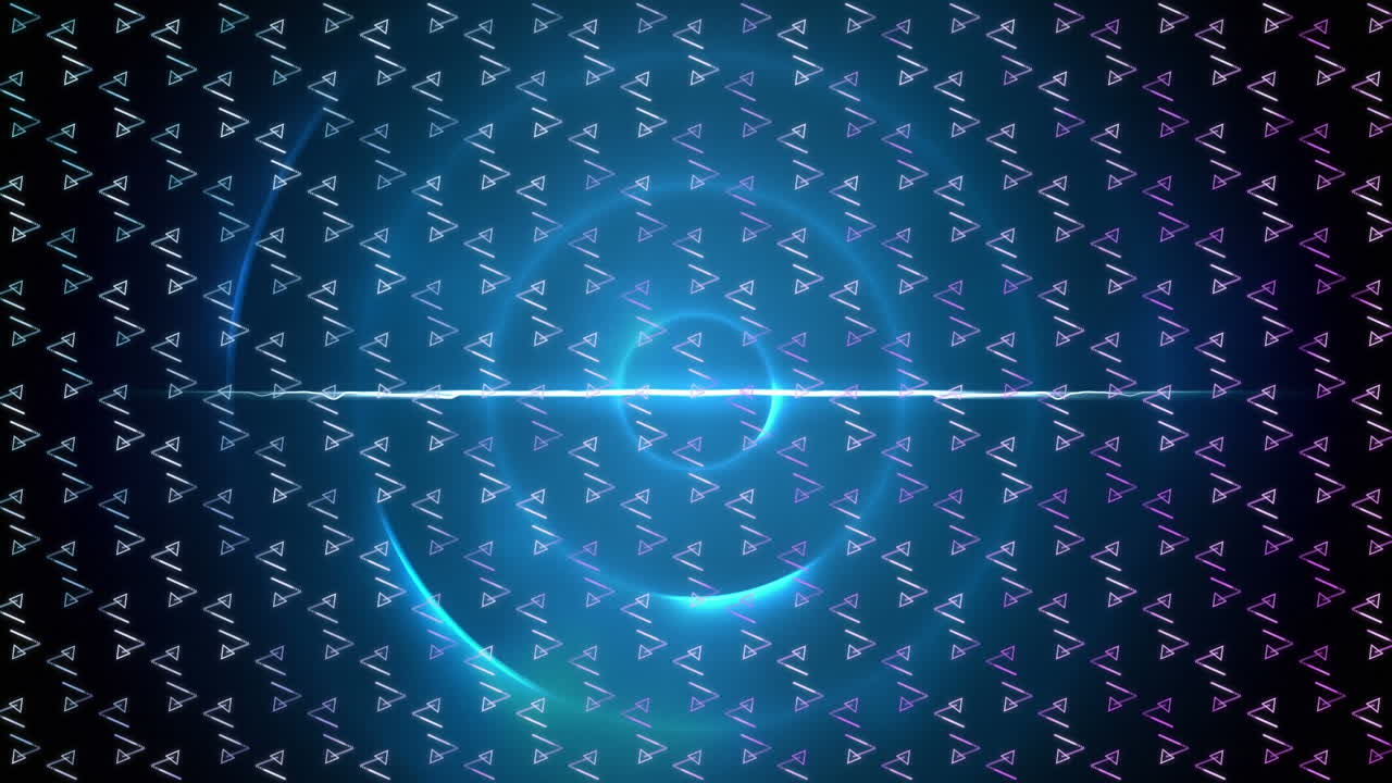 검은 바탕의 파란색 나선형 빛 흔적에 대한 추상적인 패턴 디자인의 디지털 애니메이션