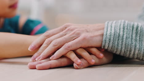 child, senior woman and holding hands for support