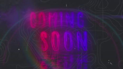 Animation-of-coming-soon-text-over-interference-on-black-background