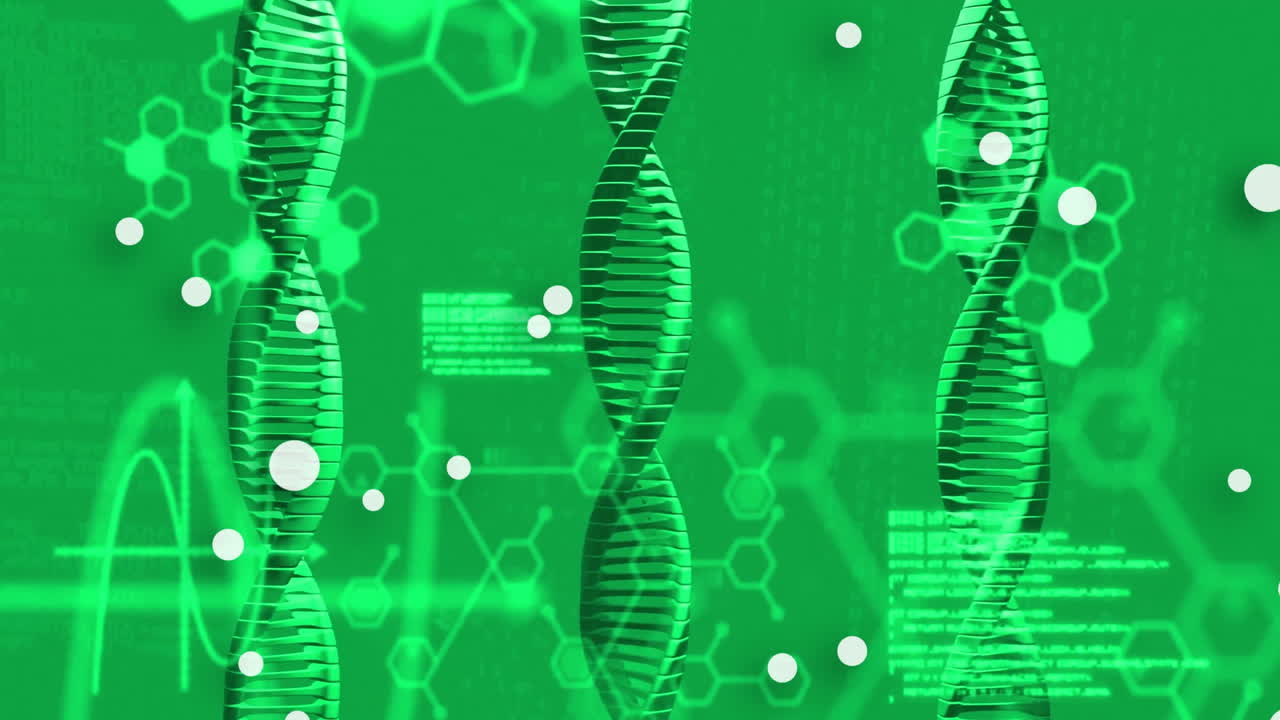 animación del procesamiento de datos sobre cadenas y puntos de adn