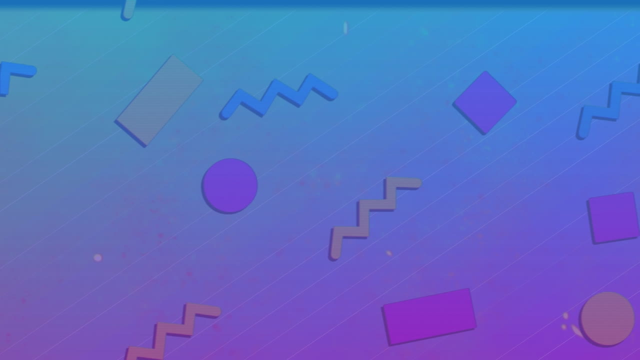 Animation of purple to blue gradient with abstract shapes in background