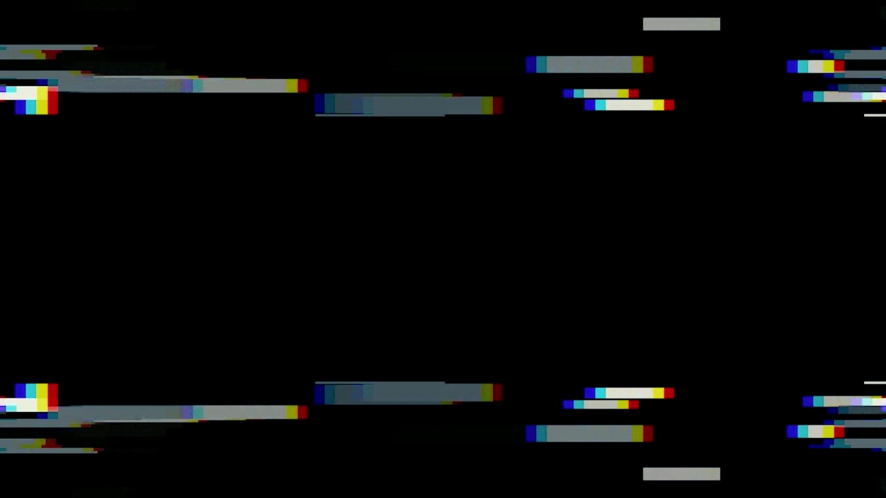 Effetto glitch digitale con linee orizzontali distorte su sfondo nero