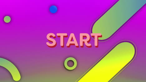 start text animation over colorful geometric shapes on gradient background