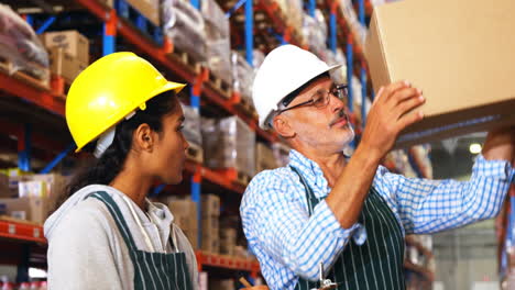 trabajadores de almacén trabajando juntos