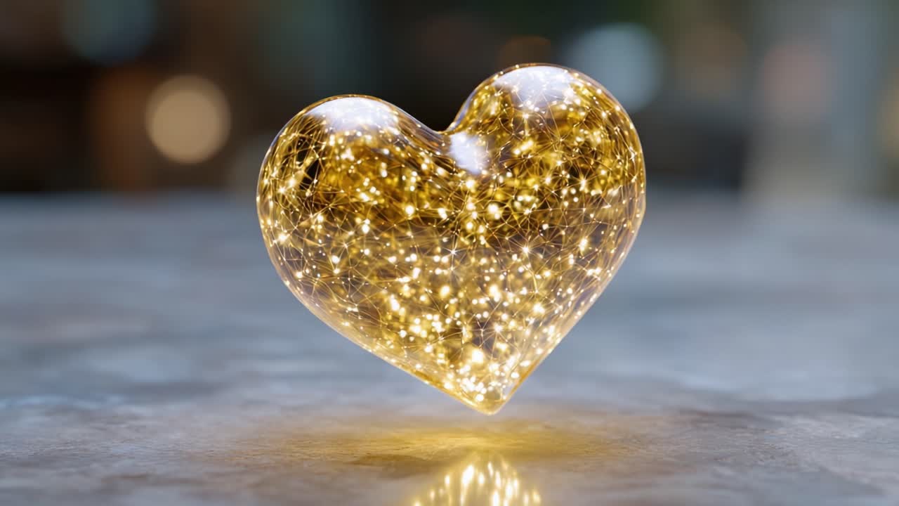A Glimmering Heart: A Magical Shimmering Heart Filled with Glowing Stars and Mystical Lights, Capturing the Essence of Love and Wonder in Dreamlike Beauty