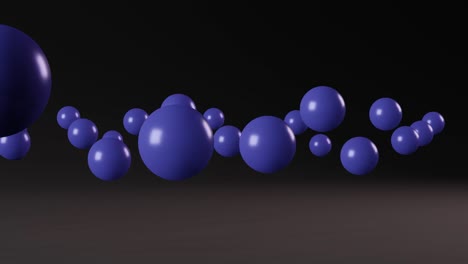 bolas violetas volando en un espacio oscuro. simple gráfico de movimiento animación de bucle sin costuras