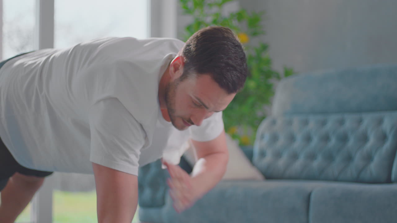 Fitness man doing pushups exercise