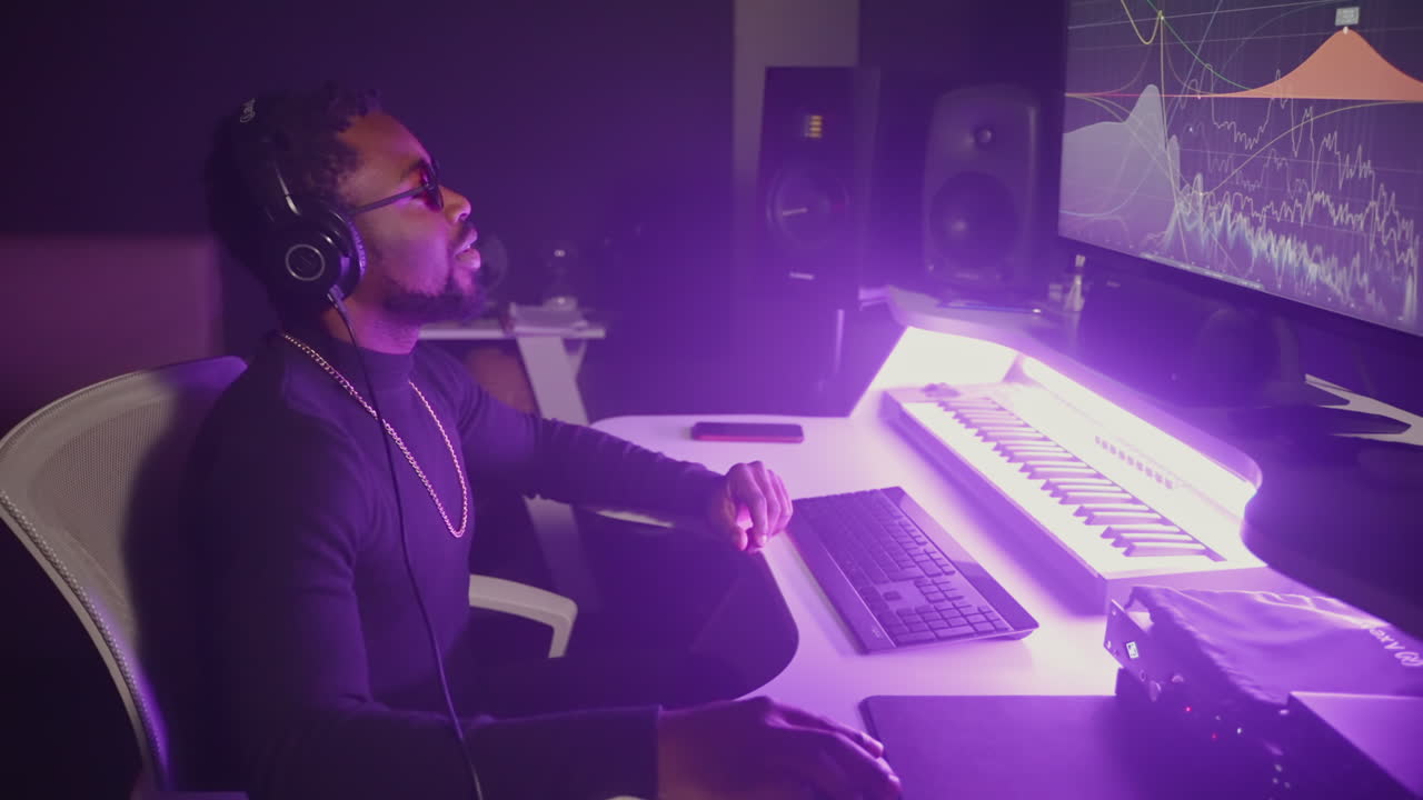 productor de música en un estudio de grabación