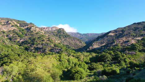 aerial over a remote canyon arroyo hondo in gaviota santa barbara county california