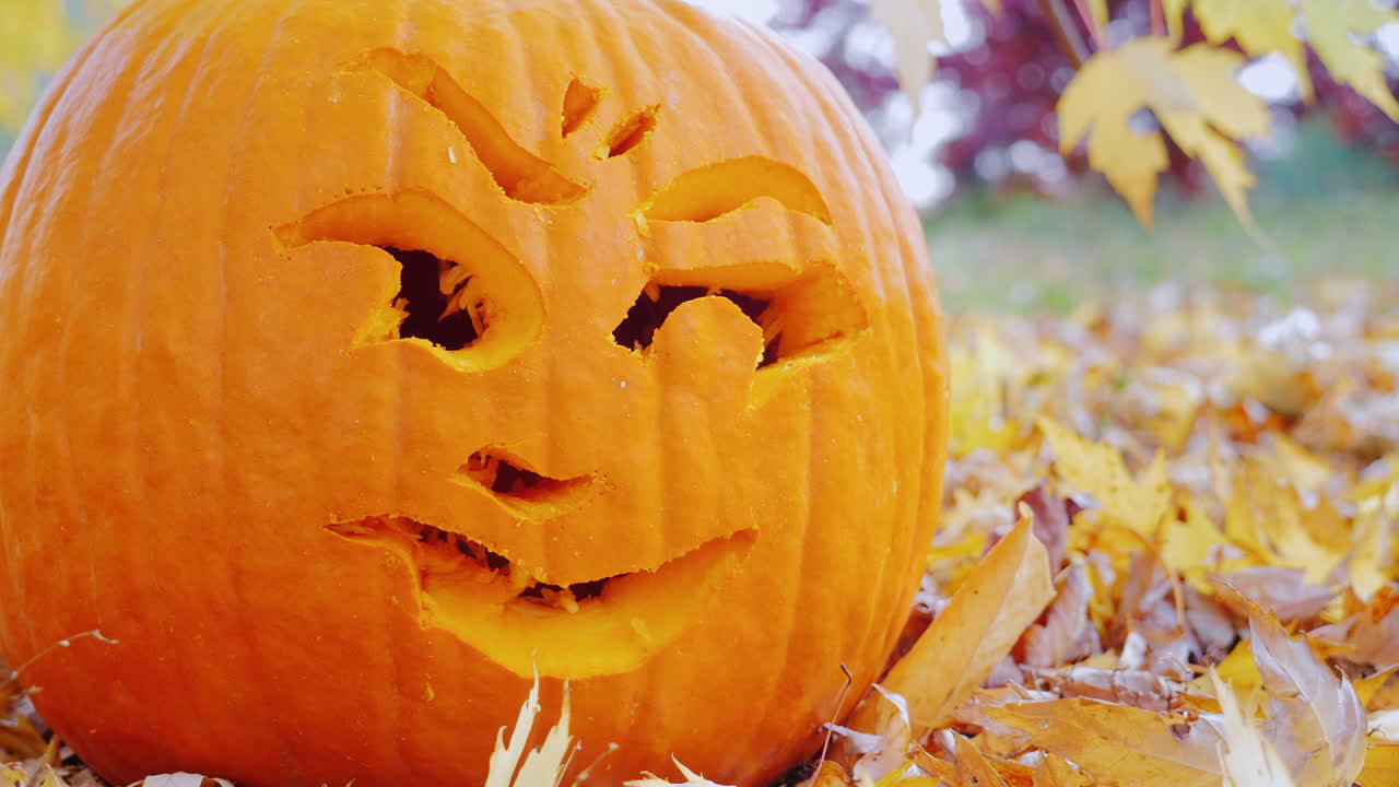 호박에 새겨진 클로즈업 얼굴 2