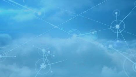 Animation-Des-Netzwerks-Von-Verbindungen-Und-Datenverarbeitung-über-Wolken