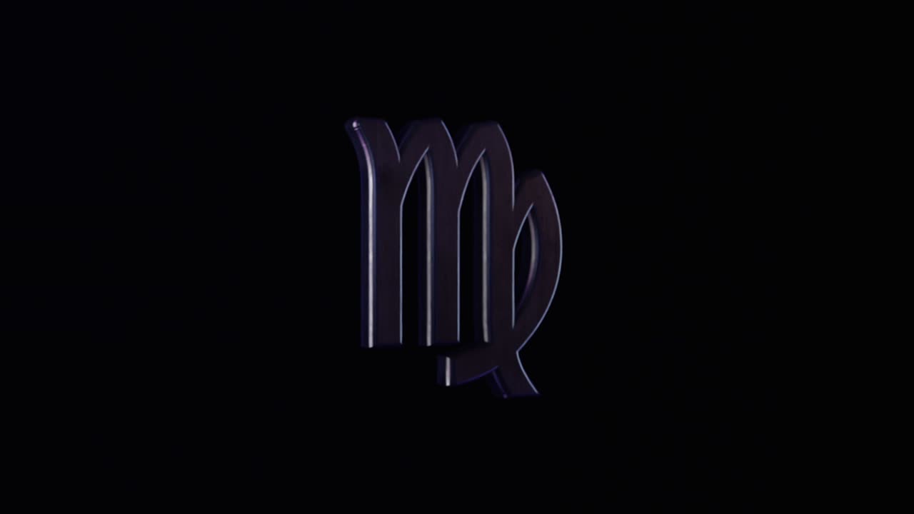 Abstract modern sign of the zodiac Scorpio moving on black background, seamless loop. Animation. The element of water, astrological zodiac sign flowing in the dark