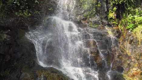 Cascada-Con-Corriente-Rápida-Rodeada-De-Exuberante-Naturaleza-Verde