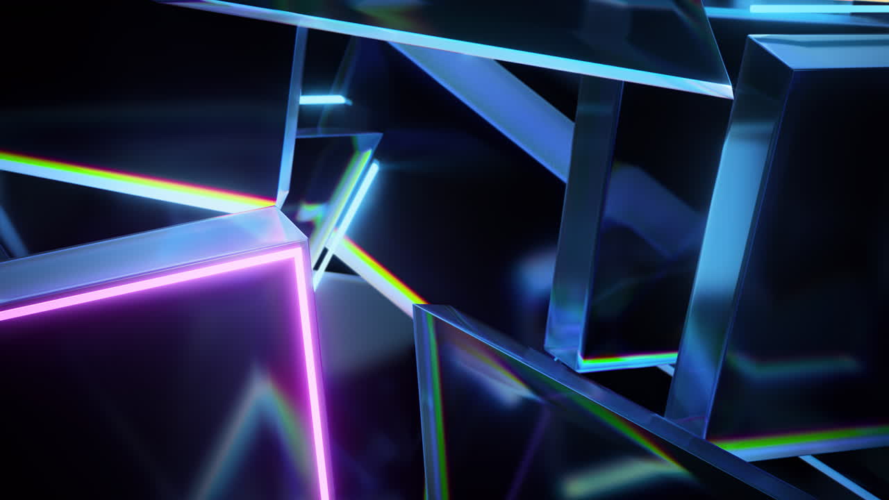 Neon glass loop with chromatic reflections