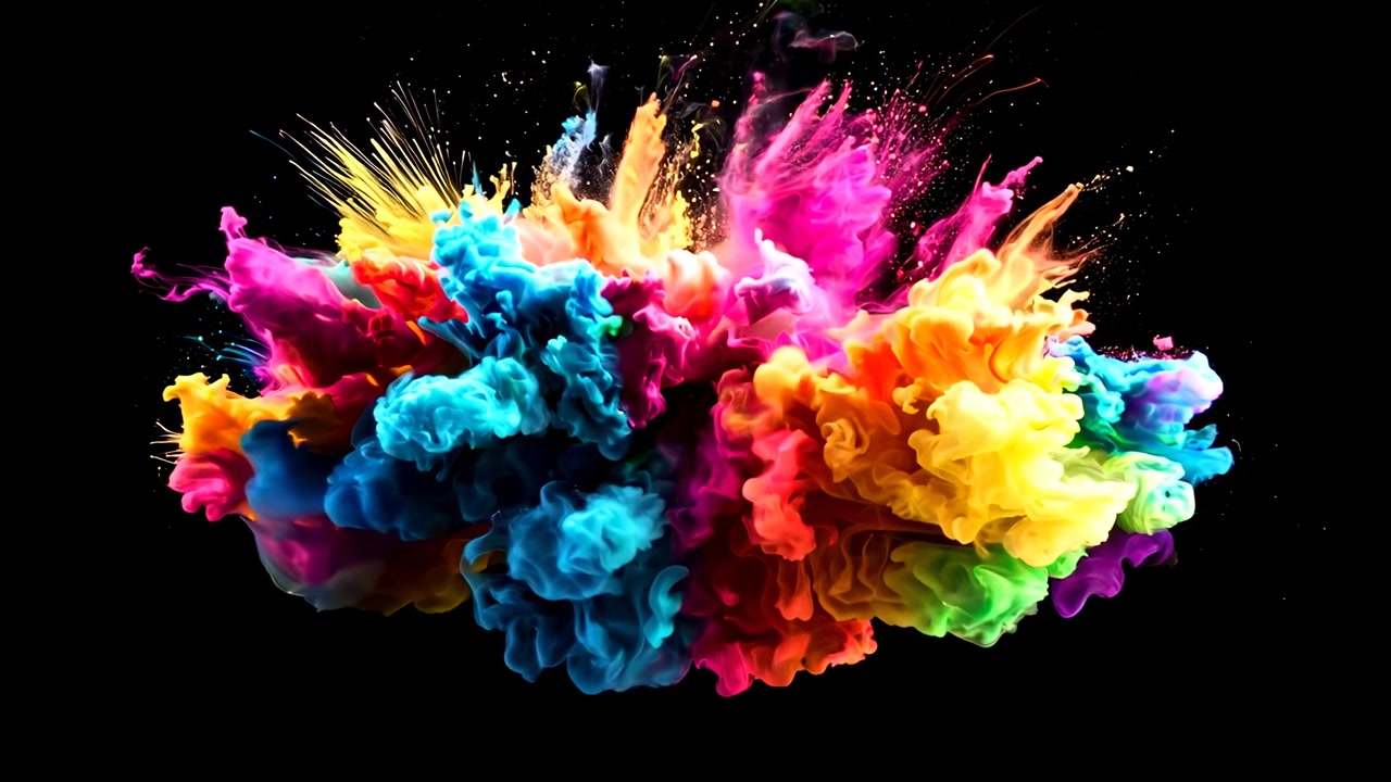 Vibrant Multi-Colored Ink Explosion in Water