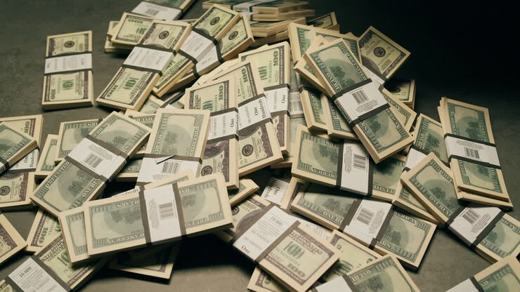 Specialised police officer Counting dollar banknotes in crime lab, conceptual image. High quality 4k footage