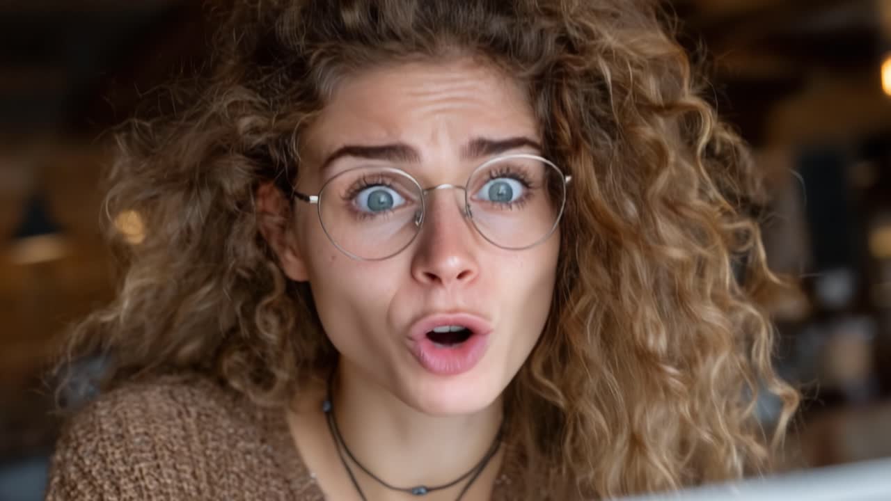 An Emotional Reaction Captured: A Woman's Shock and Surprise While Engaging with a Digital Screen, Expressing Intense Feelings in a Modern Setting