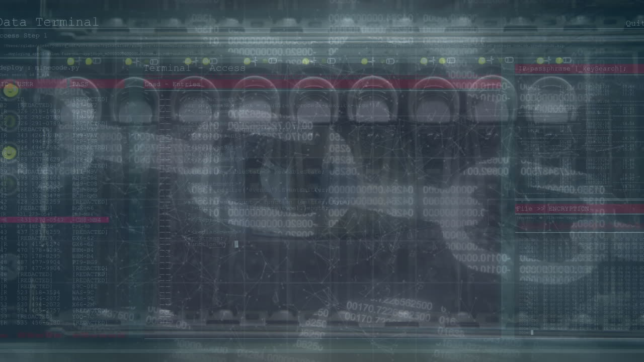 animación de la cadena de seguridad en línea y procesamiento de datos a través del servidor