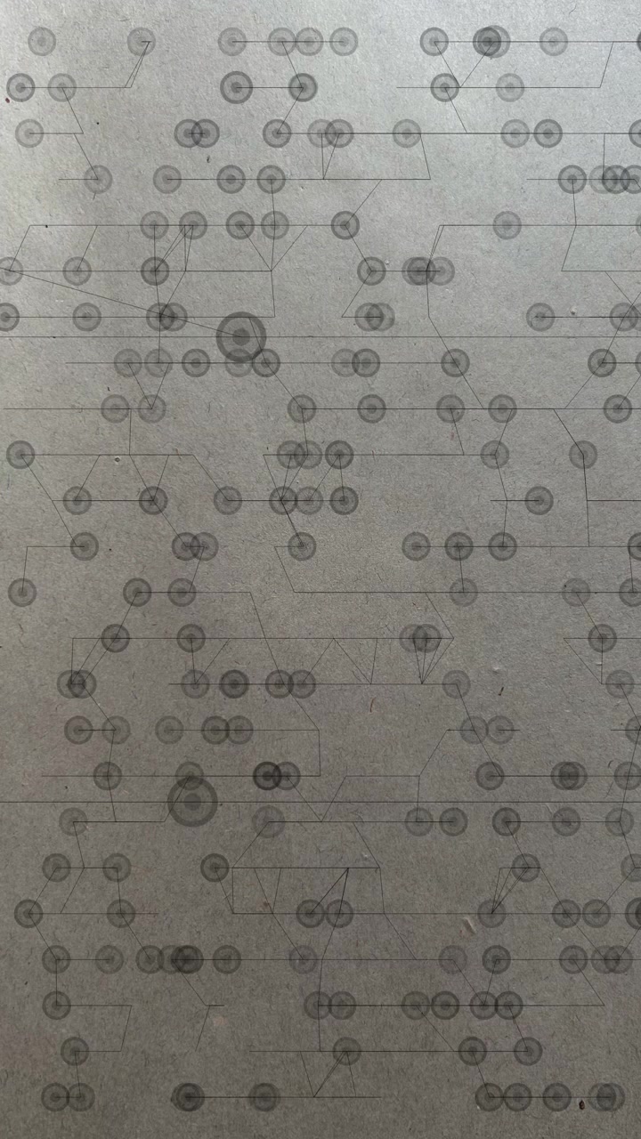 Clean, grayscale schematic grid displaying floating data dots and linear pathways over textured paper. Ideal for presenting system architecture, tech startups, and schematic electronics layouts.