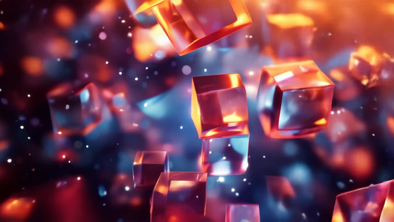 Abstract Glowing Cubes in Motion