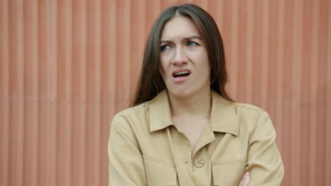 woman with an uncomfortable expression