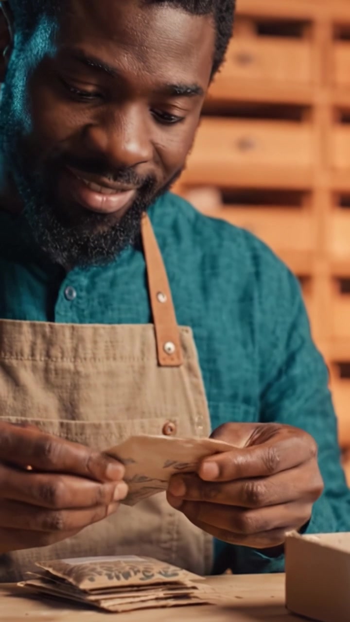 Artisan Craftsman Engaged in Creating Handmade Products with Care, Focused on Detail and Enjoying the Crafting Process in a Warm, Inviting Workshop Environment