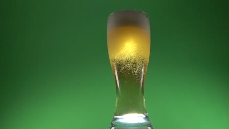 beer foam on the top of a recently poured glass of beer