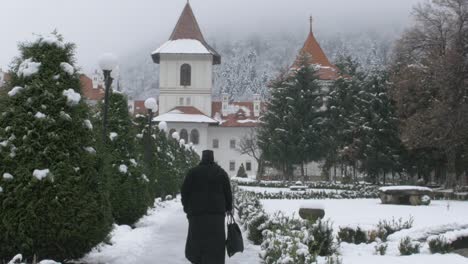 Traditional-orthodox-nun-heading-towards-isolated-monastery