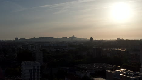 Skyline-from-marseille,-bonne-mere-cathedral,-France