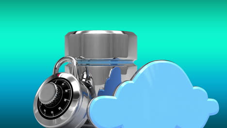 icono de servidor de base de datos y nube contra un fondo de gradiente azul y verde