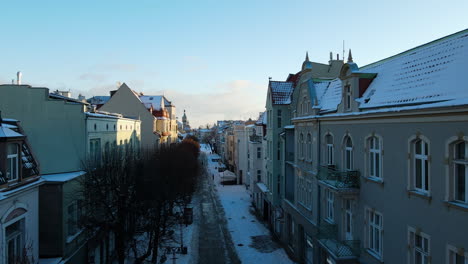 architectural structures on a tranquil city of sopot, poland in winter landscape