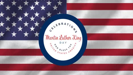 animation of happy martin luther king day text over american flag