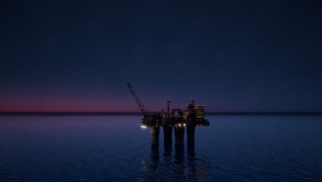 offshore oil rig at night