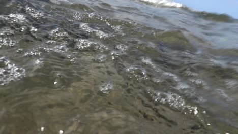 low viewpoint of small waves coming to shore