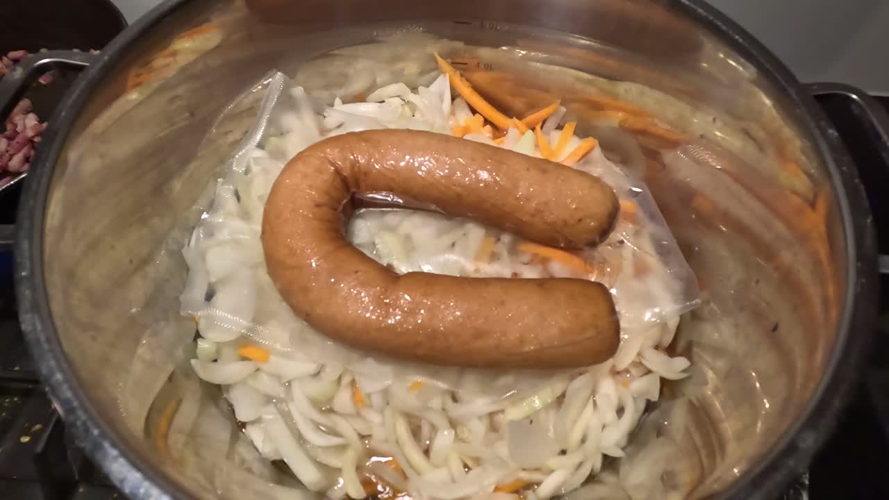 Preparing stew for a dinner.