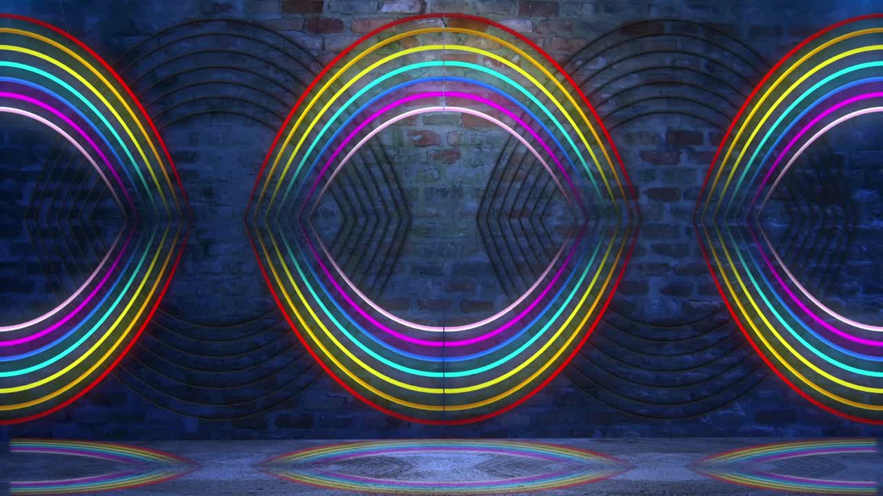 Neon Light Abstract Brick Wall Background