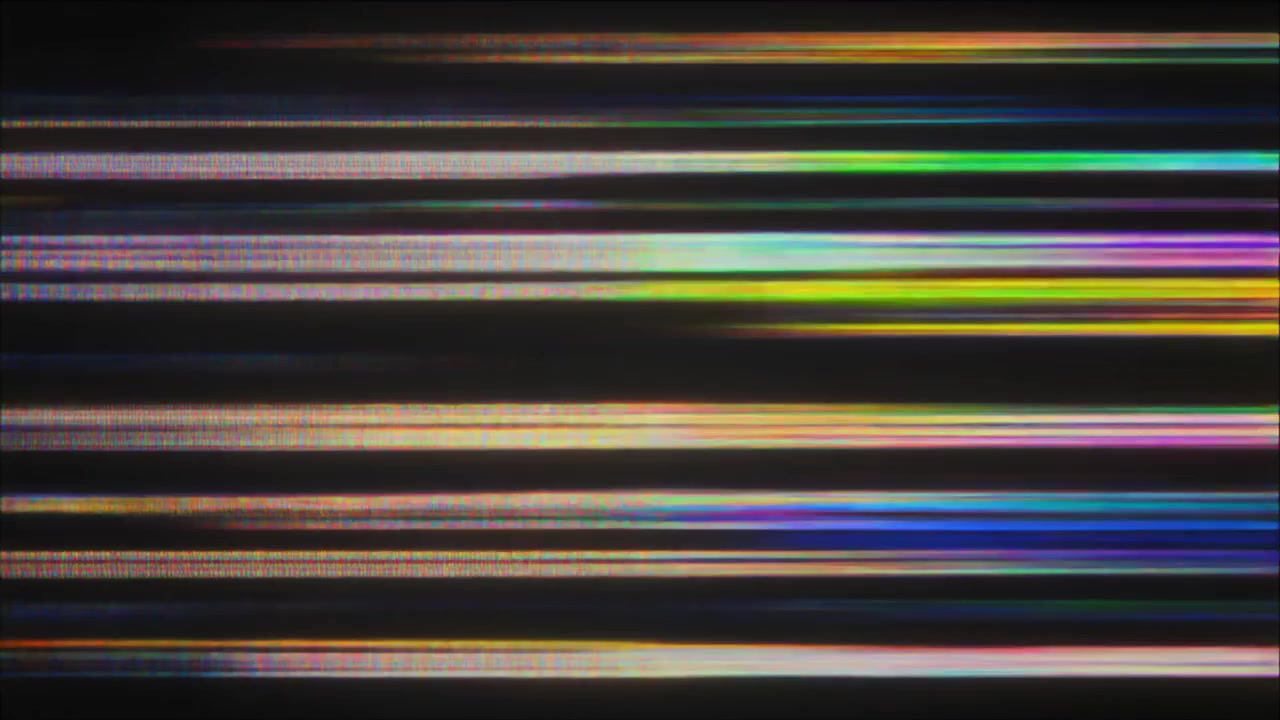 Digital Glitch Effect with Colorful Horizontal Lines and Noise