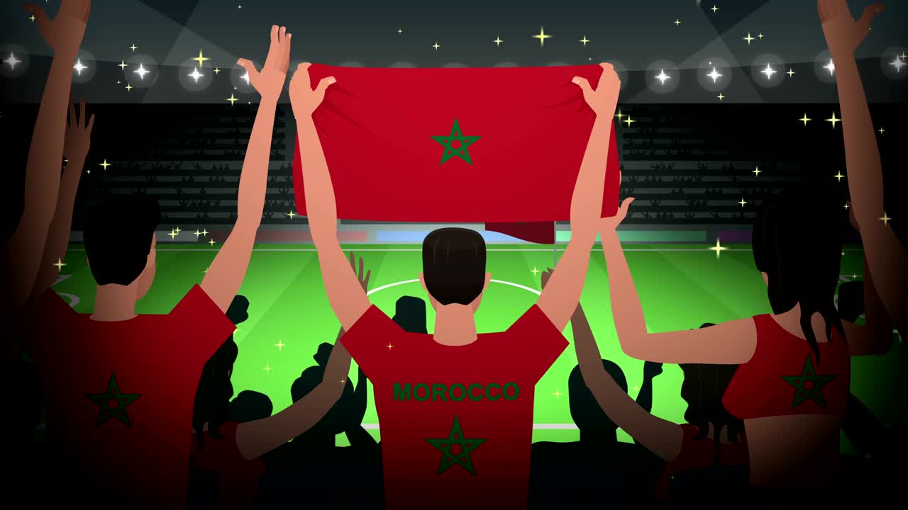 축구 팬들을 응원하는 만화 모로코 축구 애니메이션