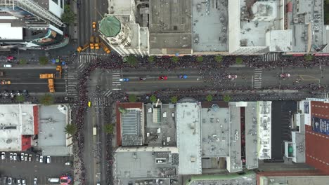 4k aerial, june 2023, la pride parade in hollywood, california, usa