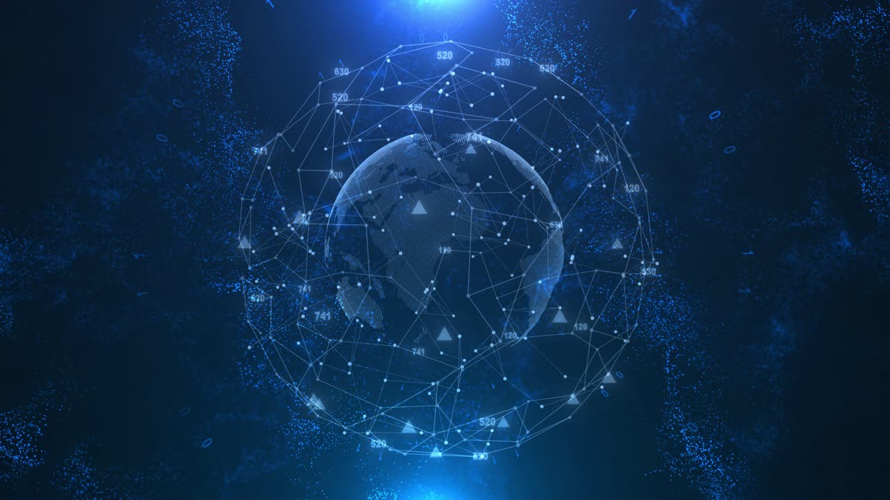 3d earth globe rotation computer binary data network background global network connection