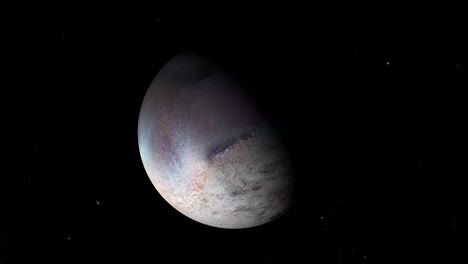 luna de tritón girando en su propia órbita en el espacio exterior. bucle