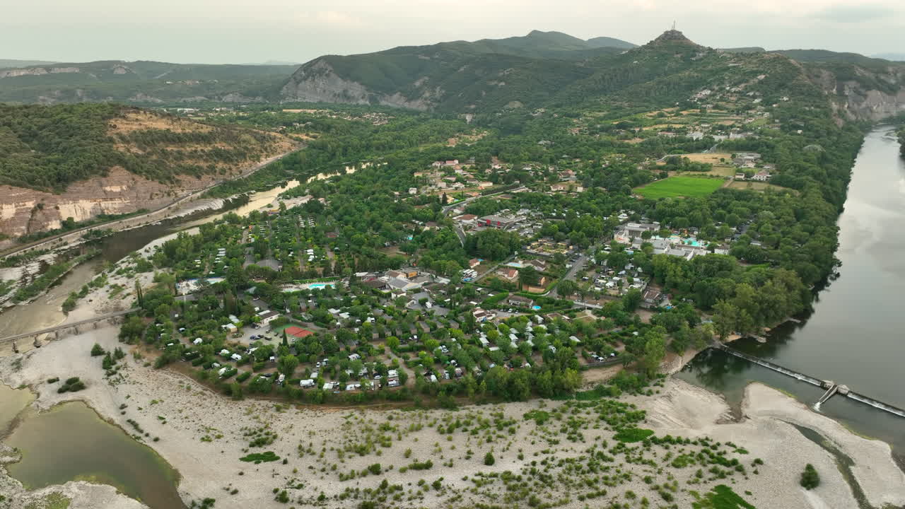 Sandaya Le Soleil Vivarais Camping next Ardèche River in France AERIAL